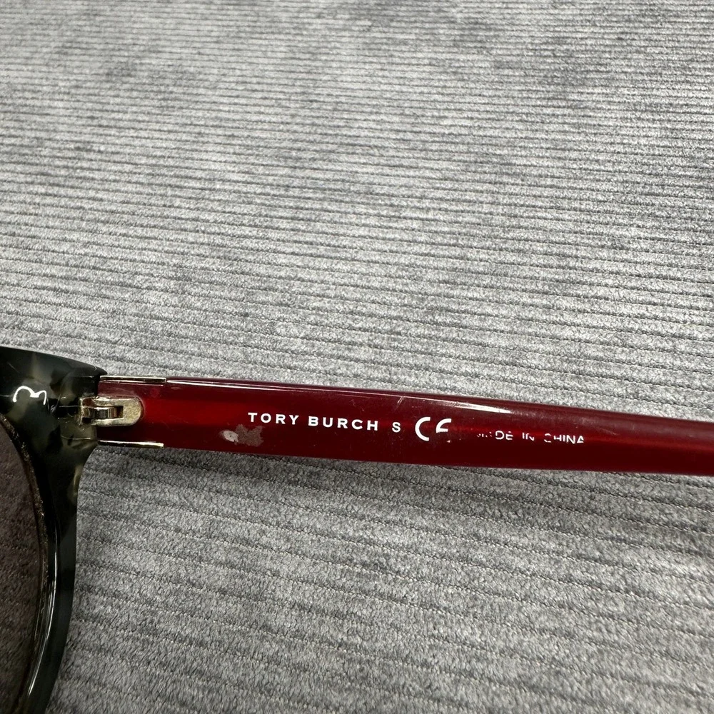 Tory Burch TY7079A Round Sunglasses Grey Marble Tortoise Red 139411 54mm